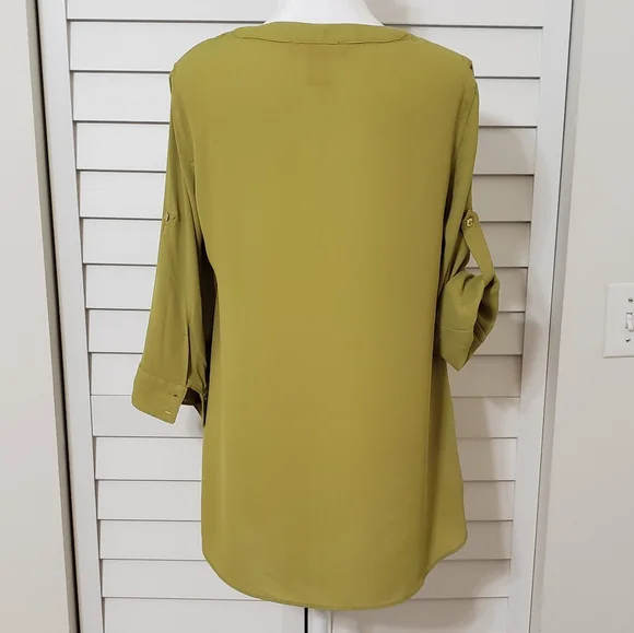 Catherine Malandrino Green Blouse       3/4 Sleeve Size S - Picture 6 of 11